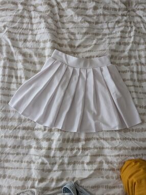 White Pleated Mini Skirt